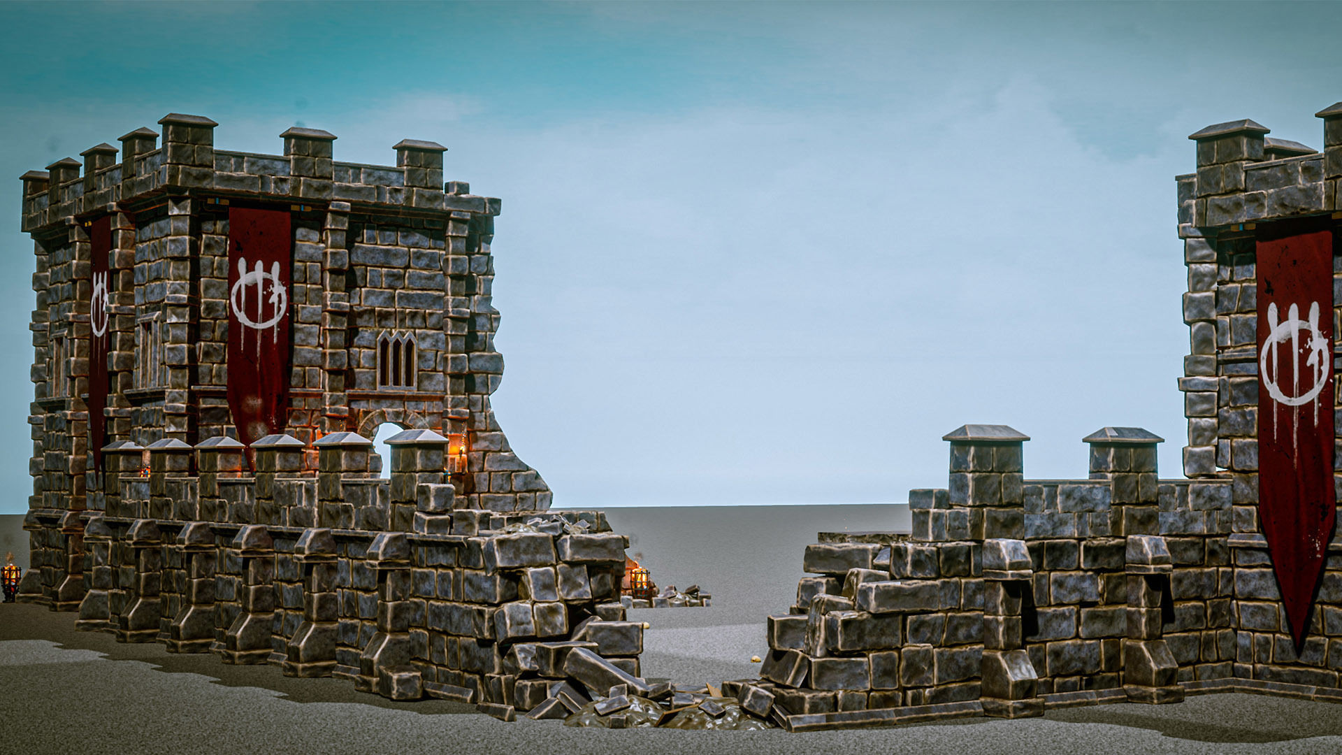 Castle Ruins Props Asset Low-poly 3D model_66