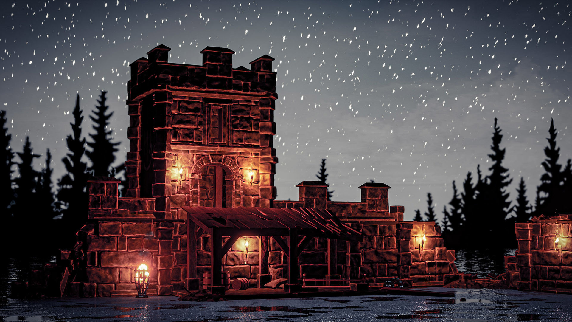 Castle Ruins Props Asset Low-poly 3D model_47