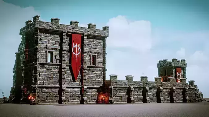 Castle Ruins Props Asset Low-poly 3D model