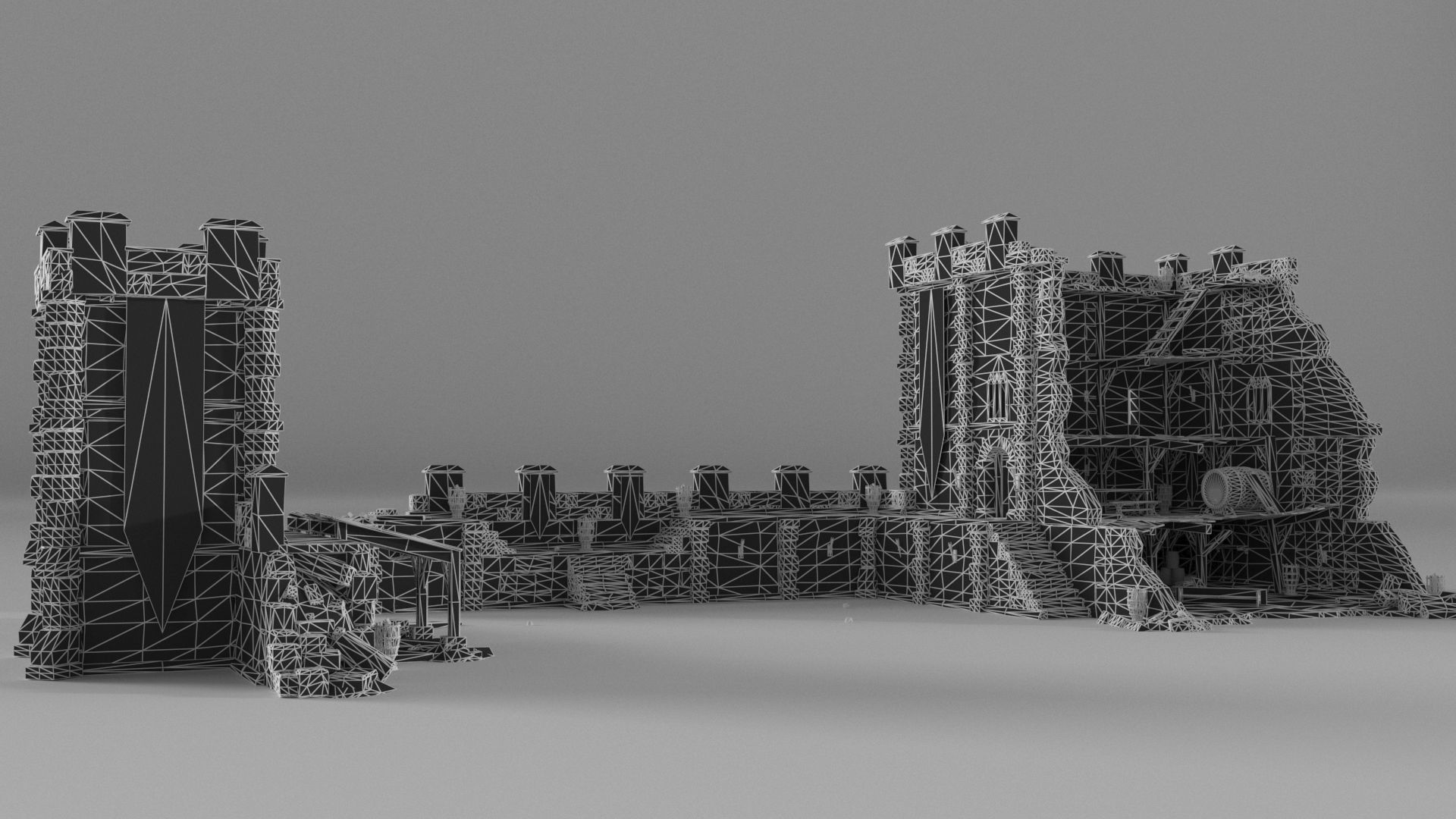 Castle Ruins Props Asset Low-poly 3D model_67