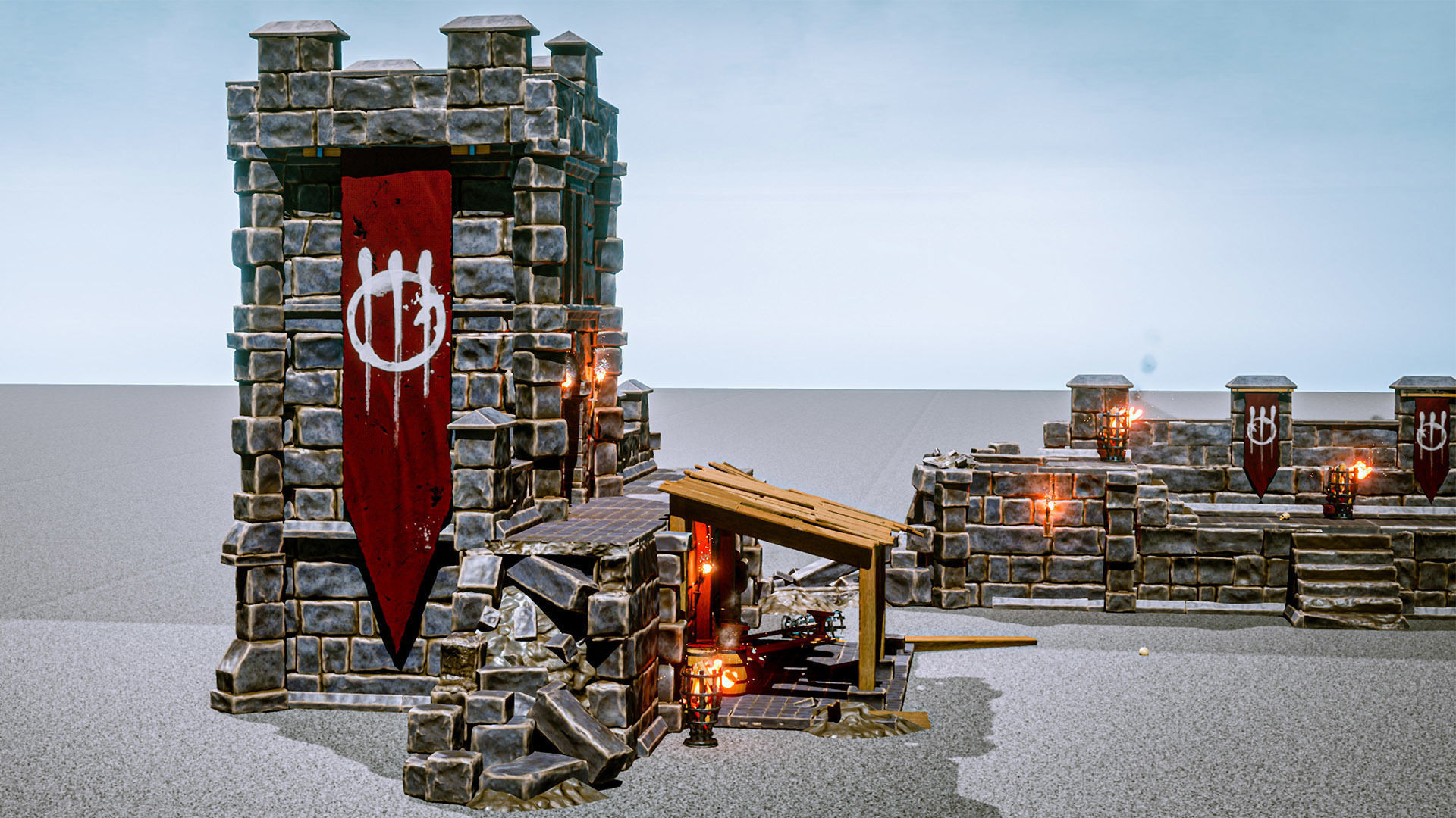 Castle Ruins Props Asset Low-poly 3D model_13