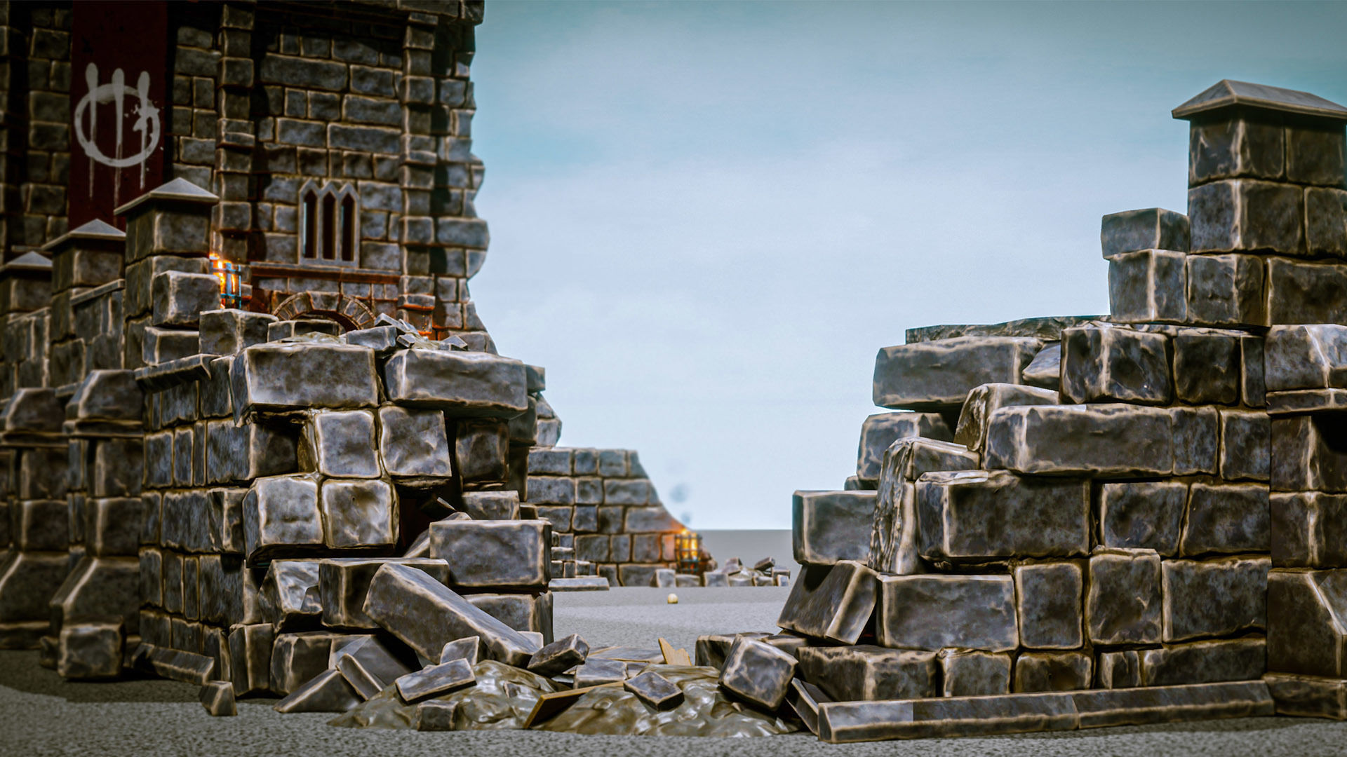 Castle Ruins Props Asset Low-poly 3D model_11