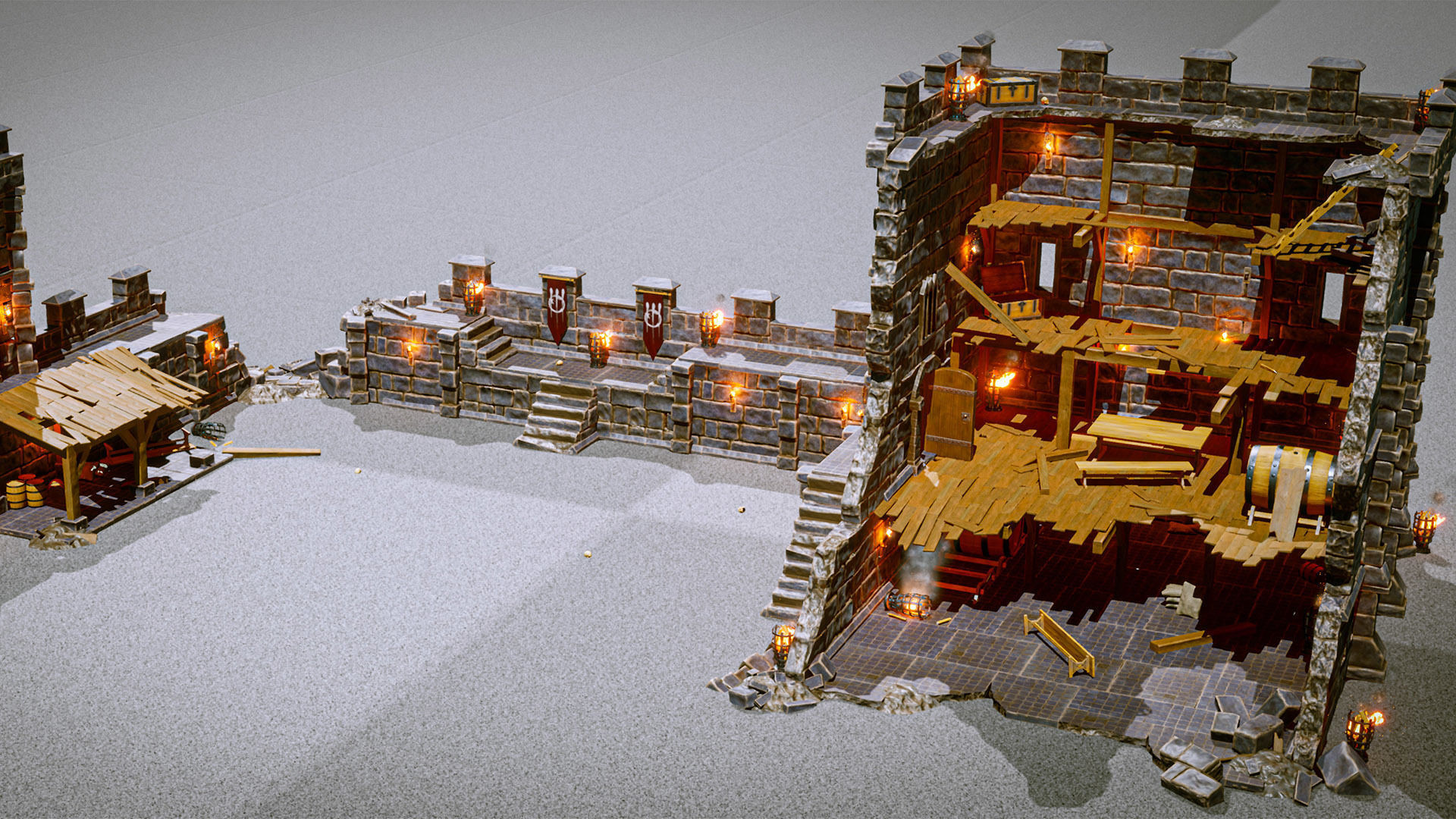 Castle Ruins Props Asset Low-poly 3D model_5