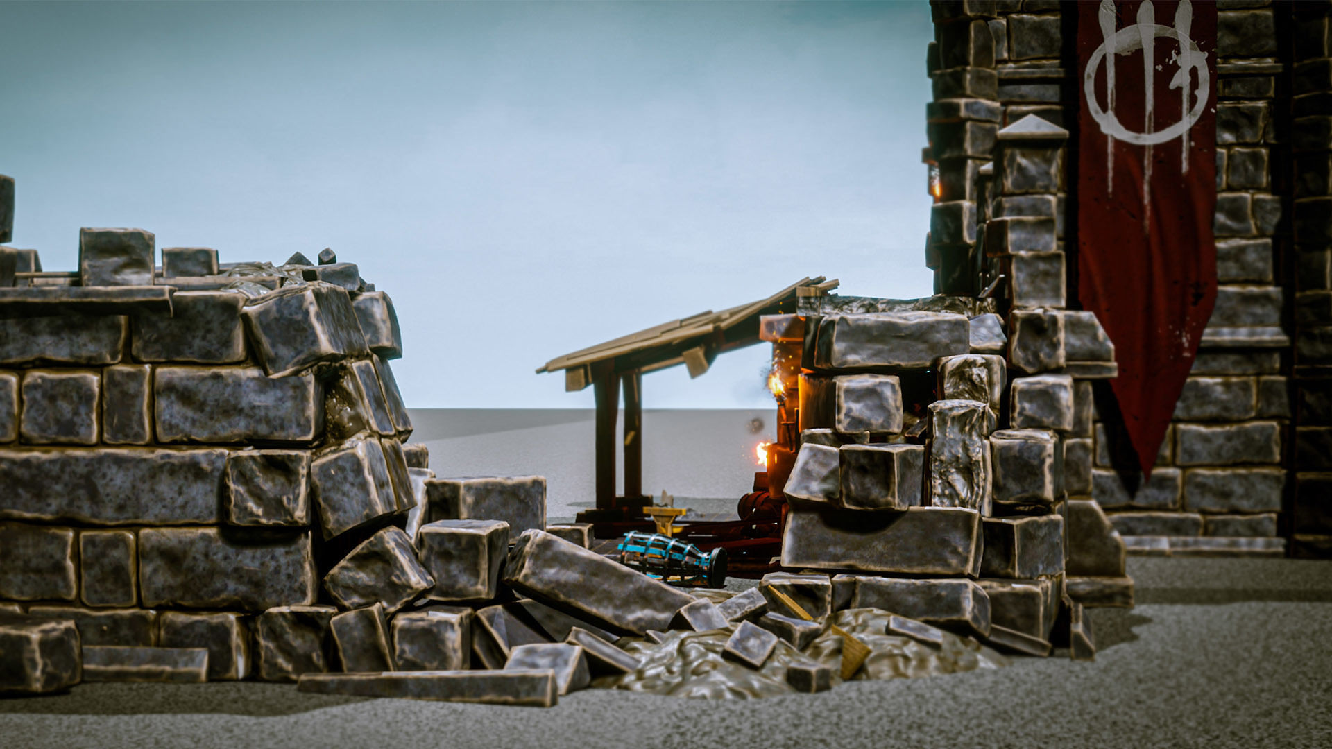 Castle Ruins Props Asset Low-poly 3D model_12