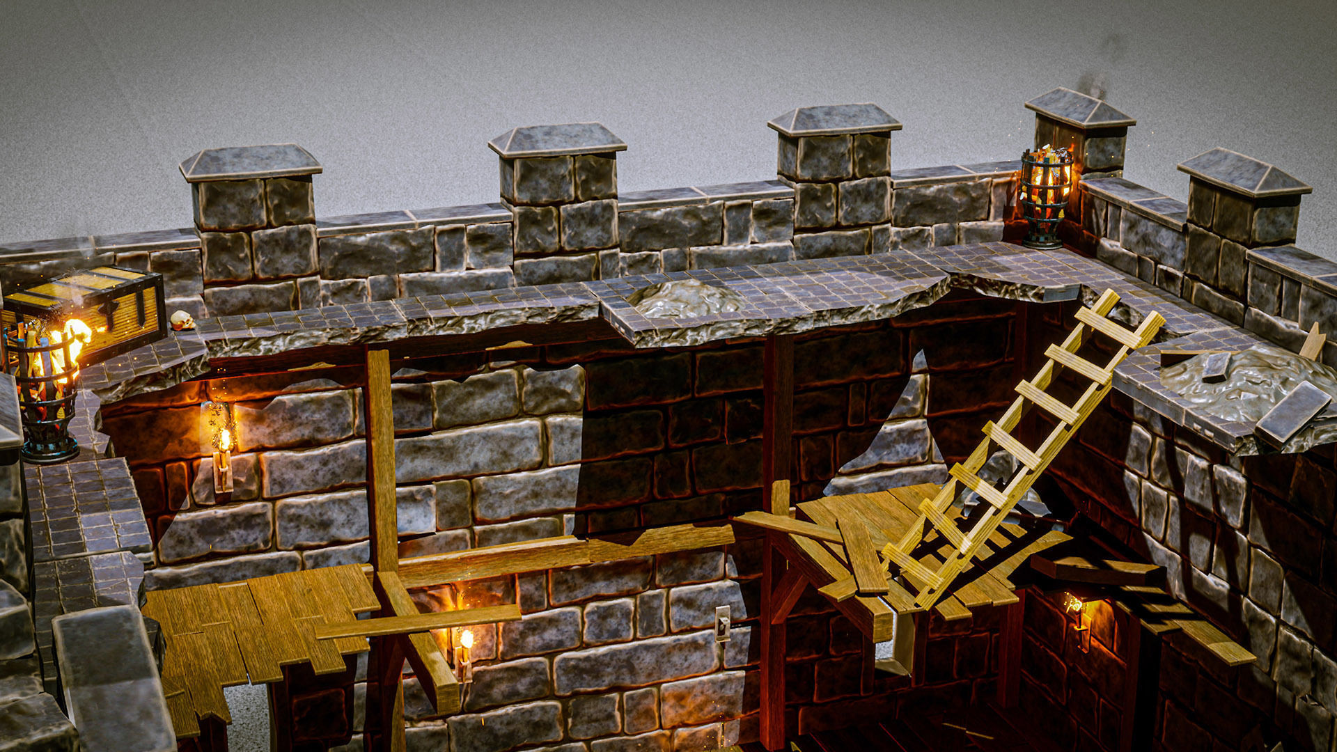 Castle Ruins Props Asset Low-poly 3D model_22