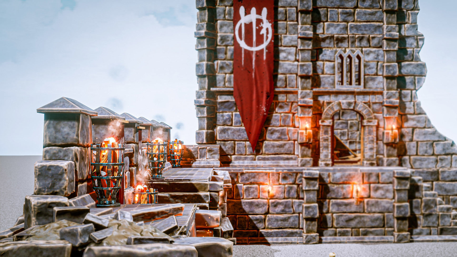 Castle Ruins Props Asset Low-poly 3D model_3