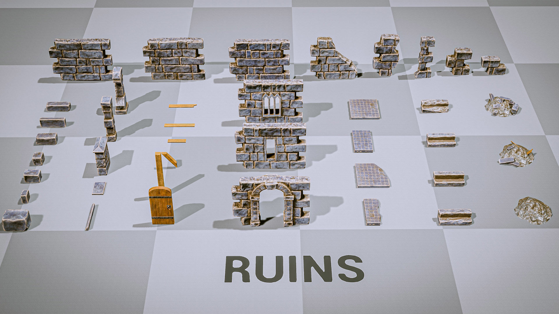 Castle Ruins Props Asset Low-poly 3D model_23