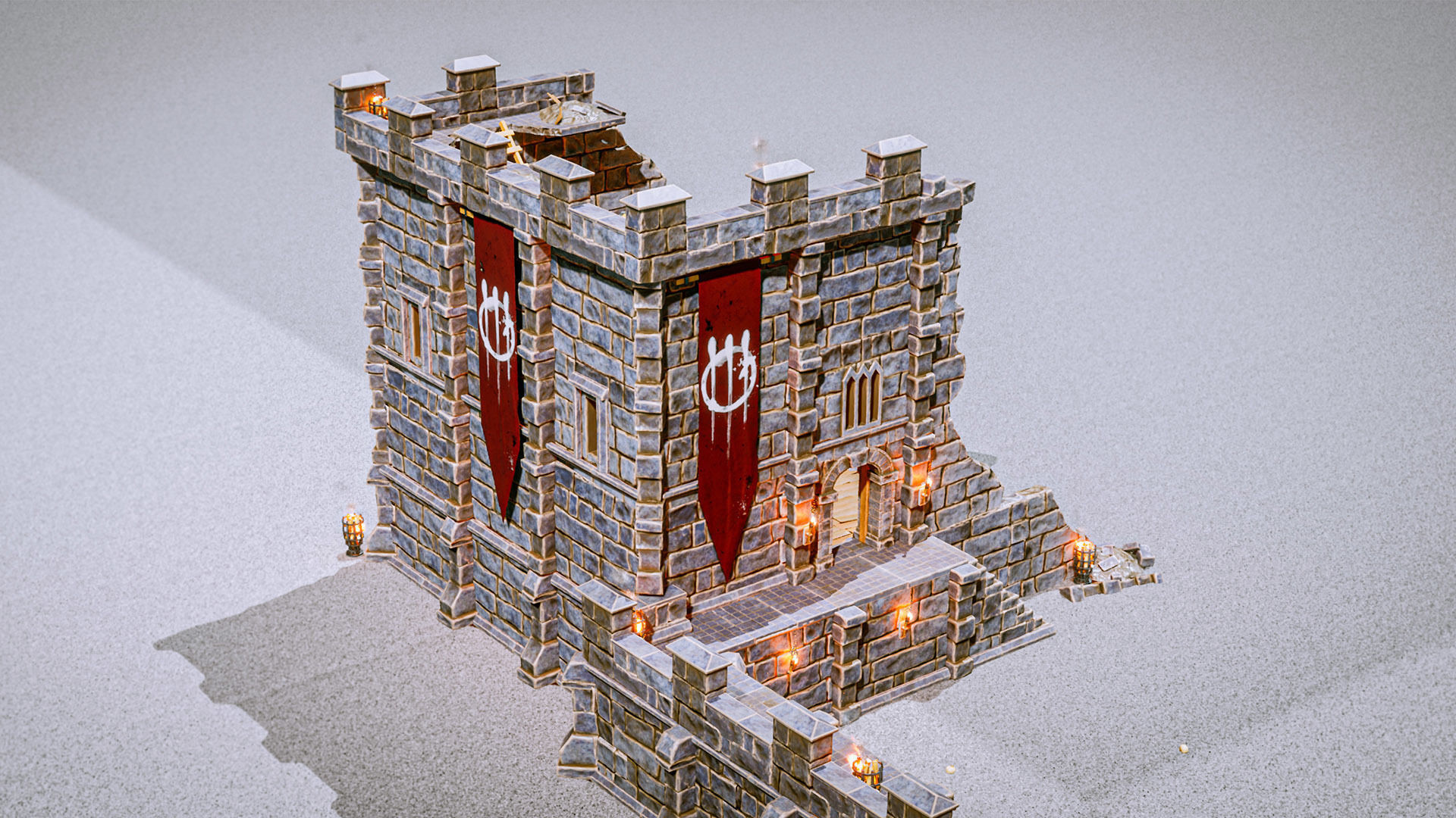 Castle Ruins Props Asset Low-poly 3D model_9