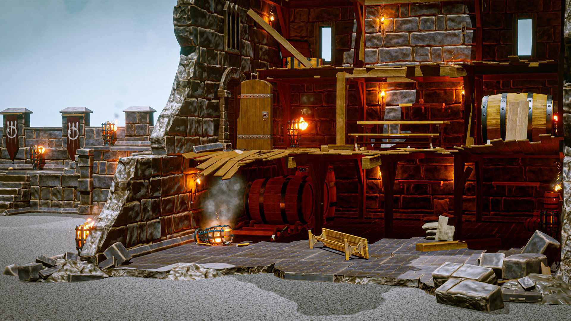 Castle Ruins Props Asset Low-poly 3D model_6