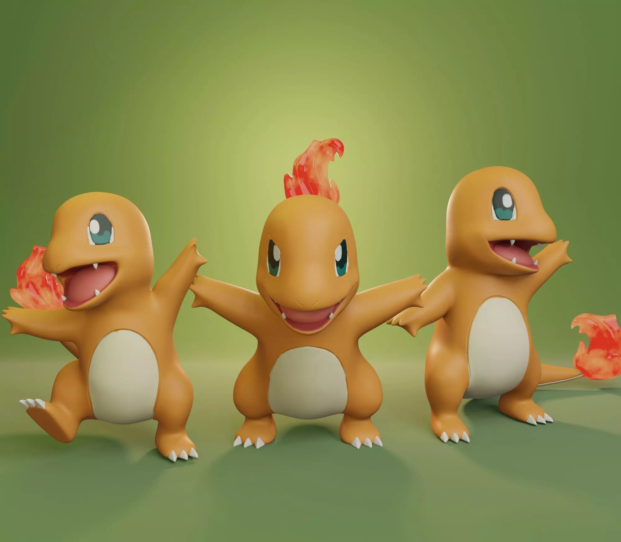 Pokemon -  Charmander with 3 different poses 3D print model_0