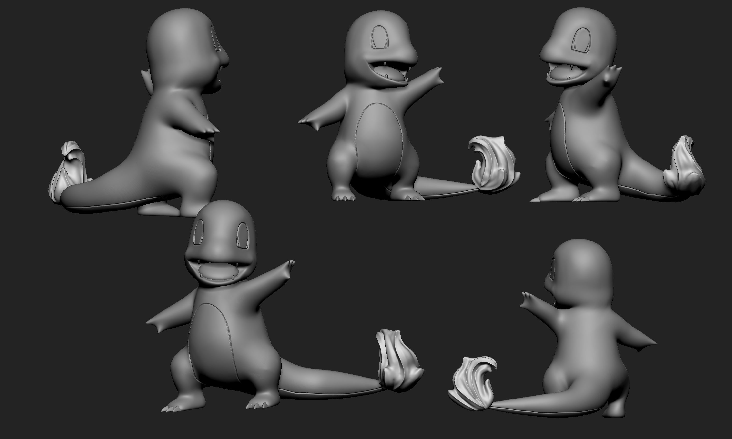 Pokemon -  Charmander with 3 different poses 3D print model_4