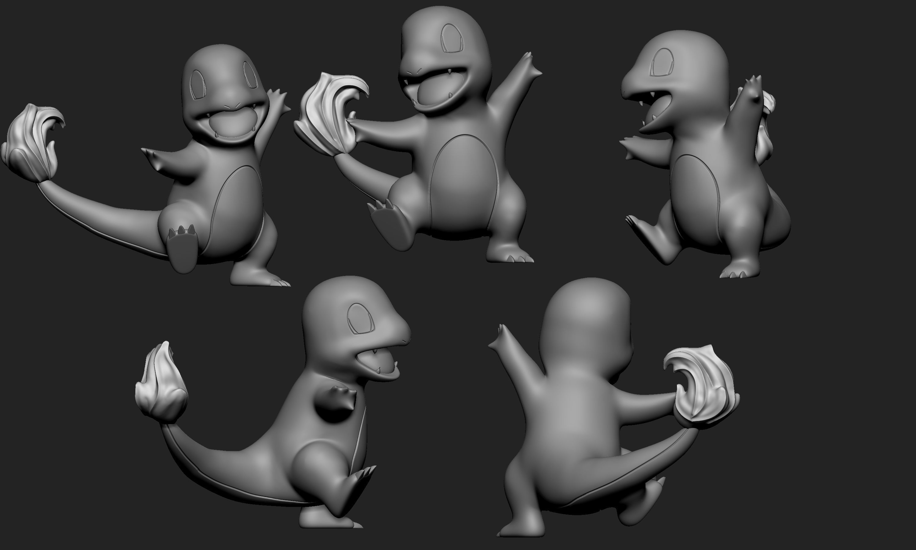 Pokemon -  Charmander with 3 different poses 3D print model_2