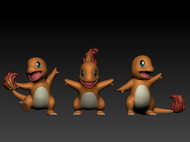 Pokemon -  Charmander with 3 different poses 3D print model_1