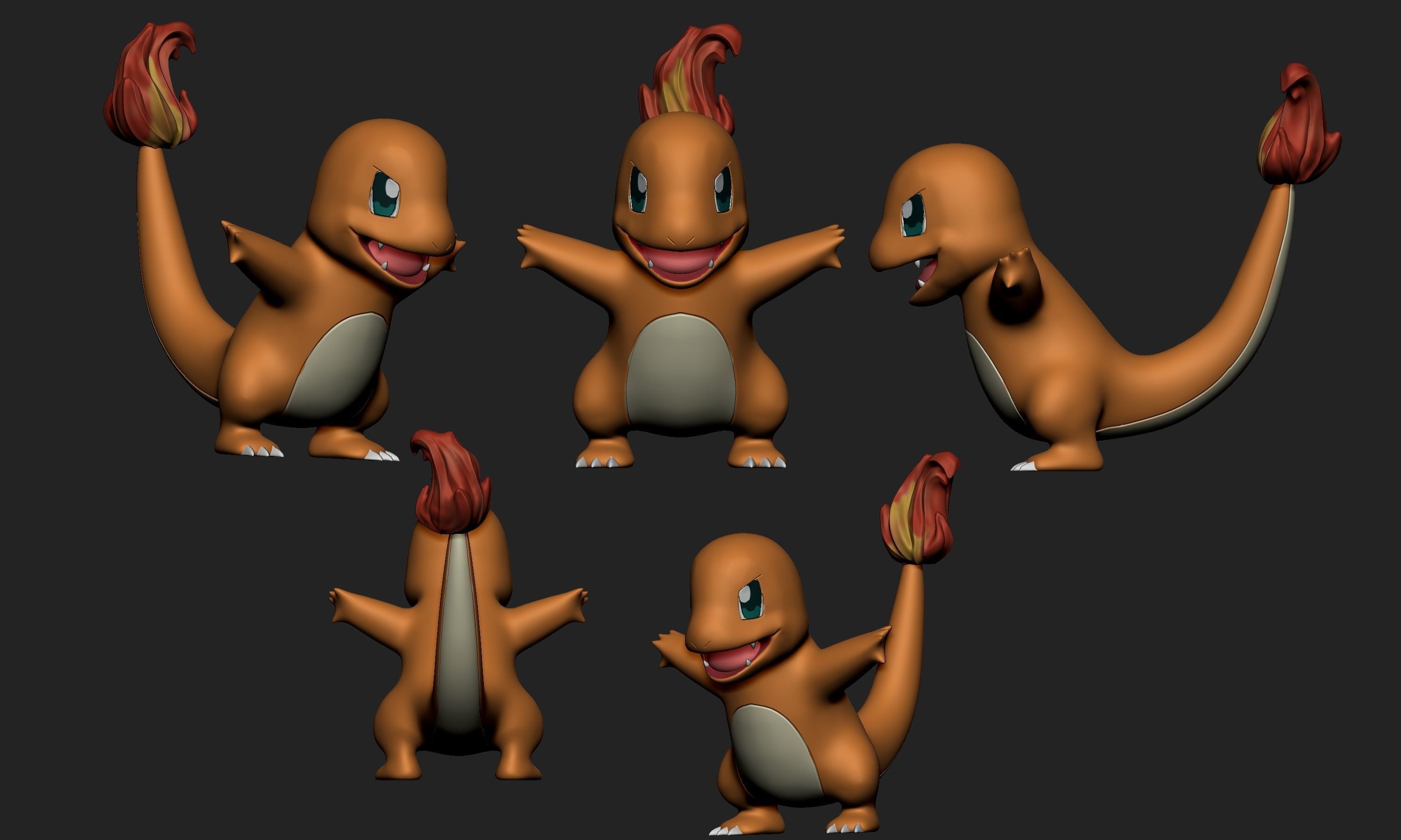 Pokemon -  Charmander with 3 different poses 3D print model_5