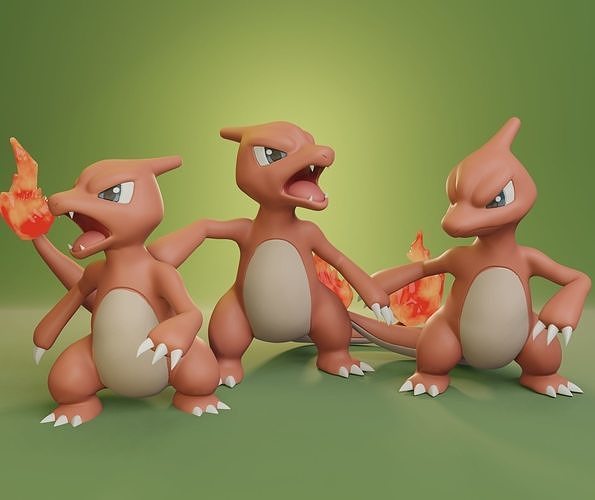Pokemon -  Charmeleon with 3 different poses 3D print model