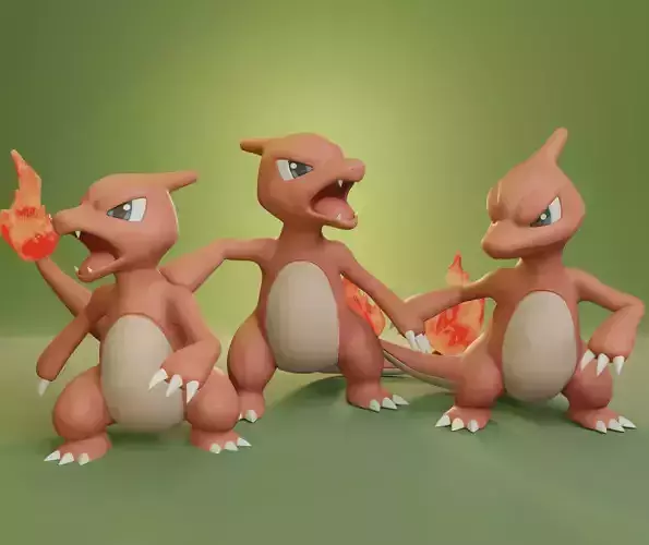 Pokemon -  Charmeleon with 3 different poses