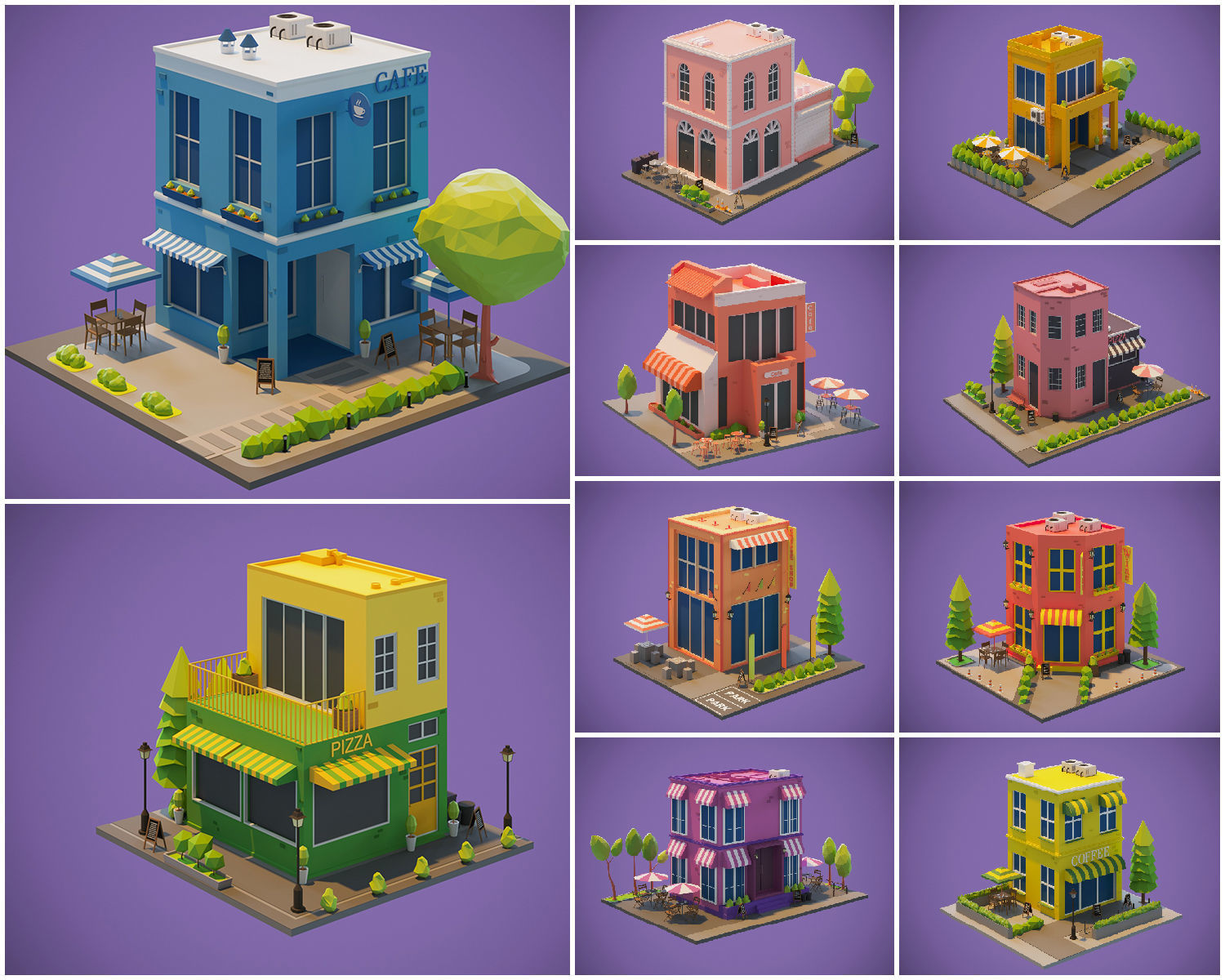 Houses Low-Poly Packs 3D model_0