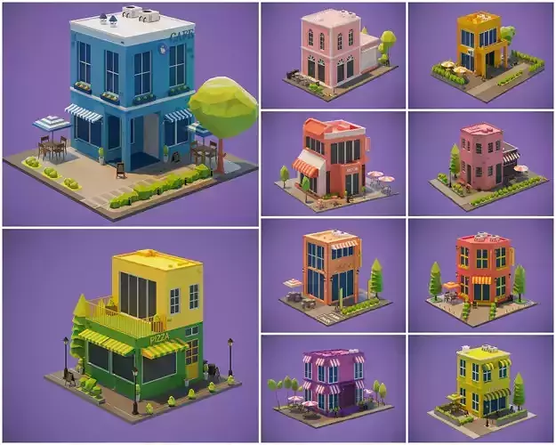 Houses Low-Poly Packs 3D model