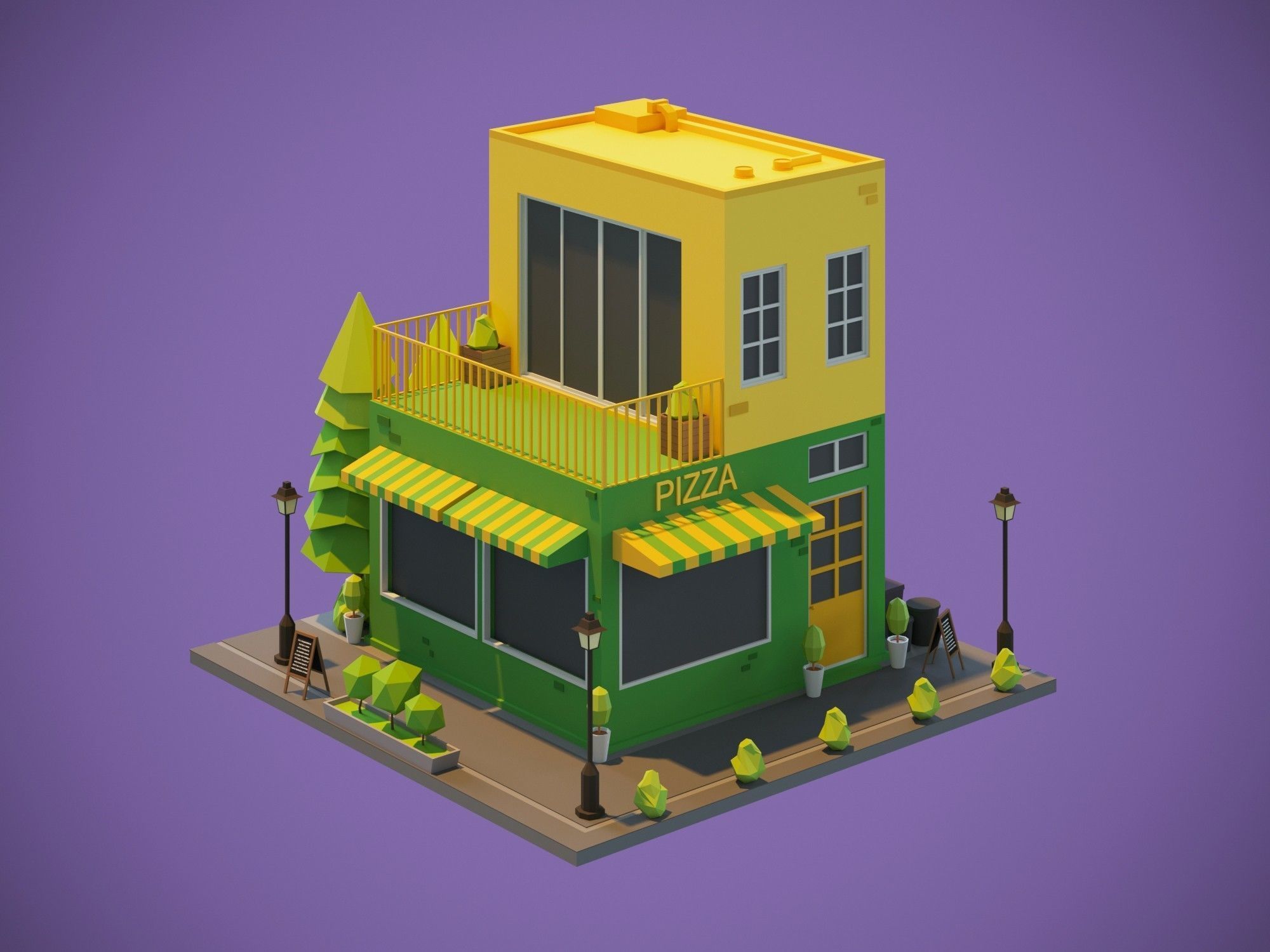 Houses Low-Poly Packs 3D model_5