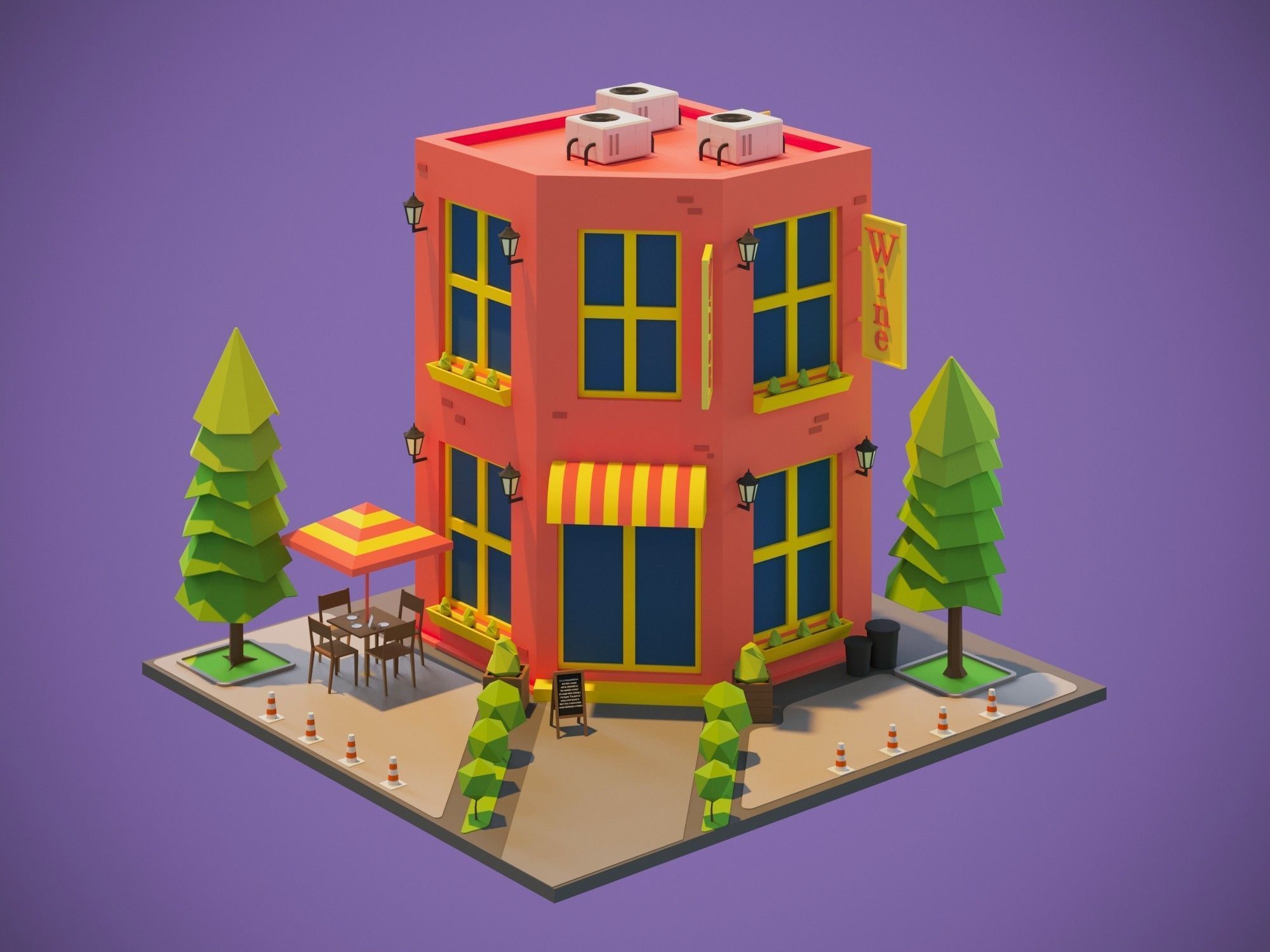 Houses Low-Poly Packs 3D model_6
