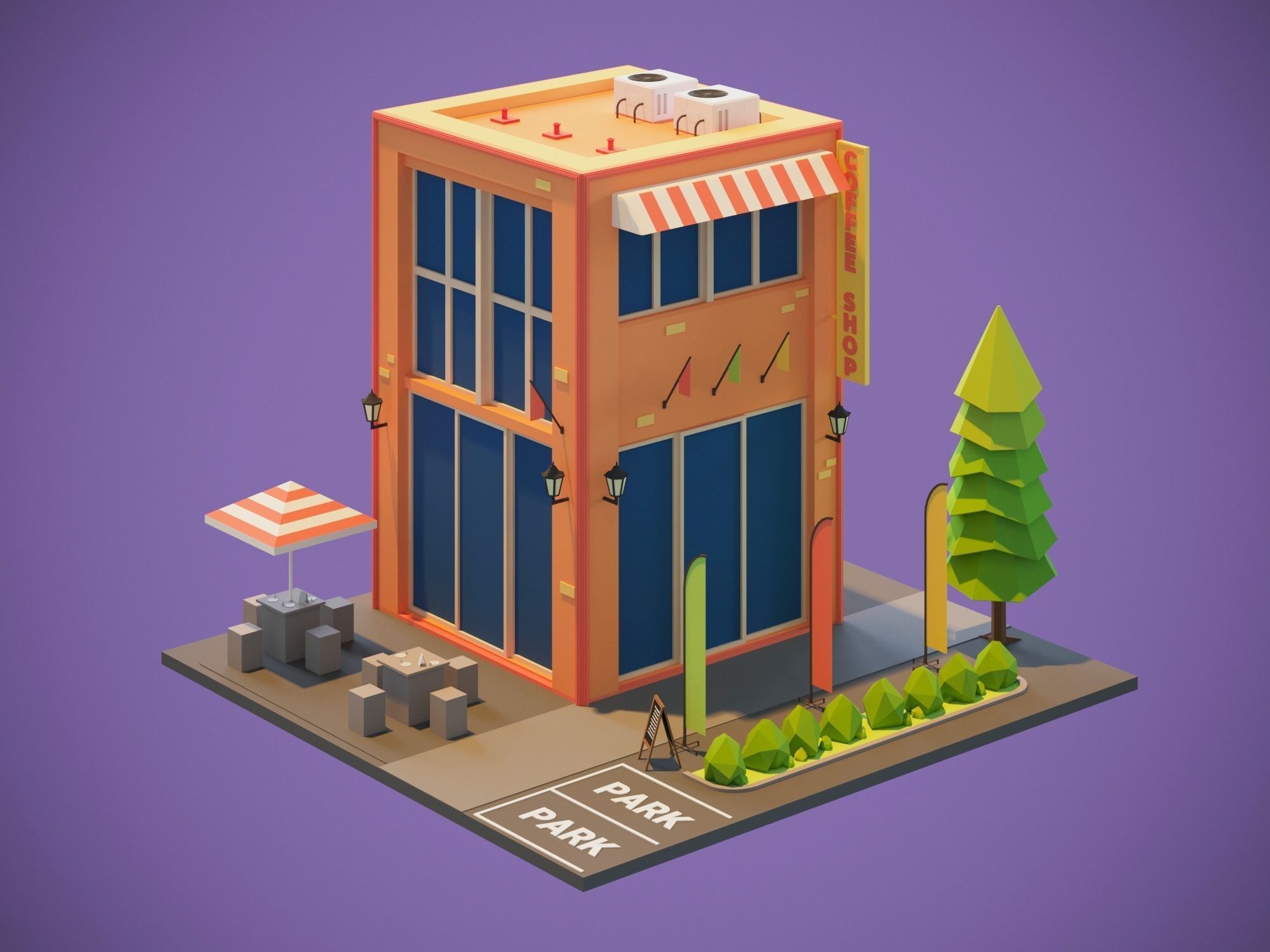 Houses Low-Poly Packs 3D model_8