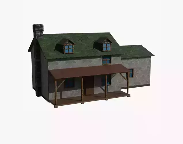 Stylized low poly cottage