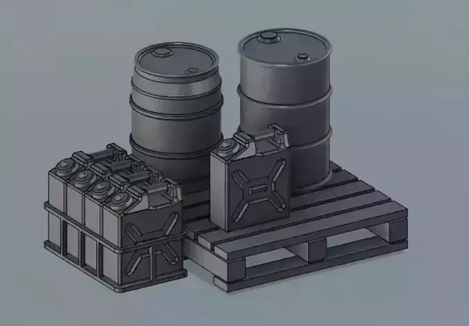 Pallet of Drums and Cans Free 3D print model