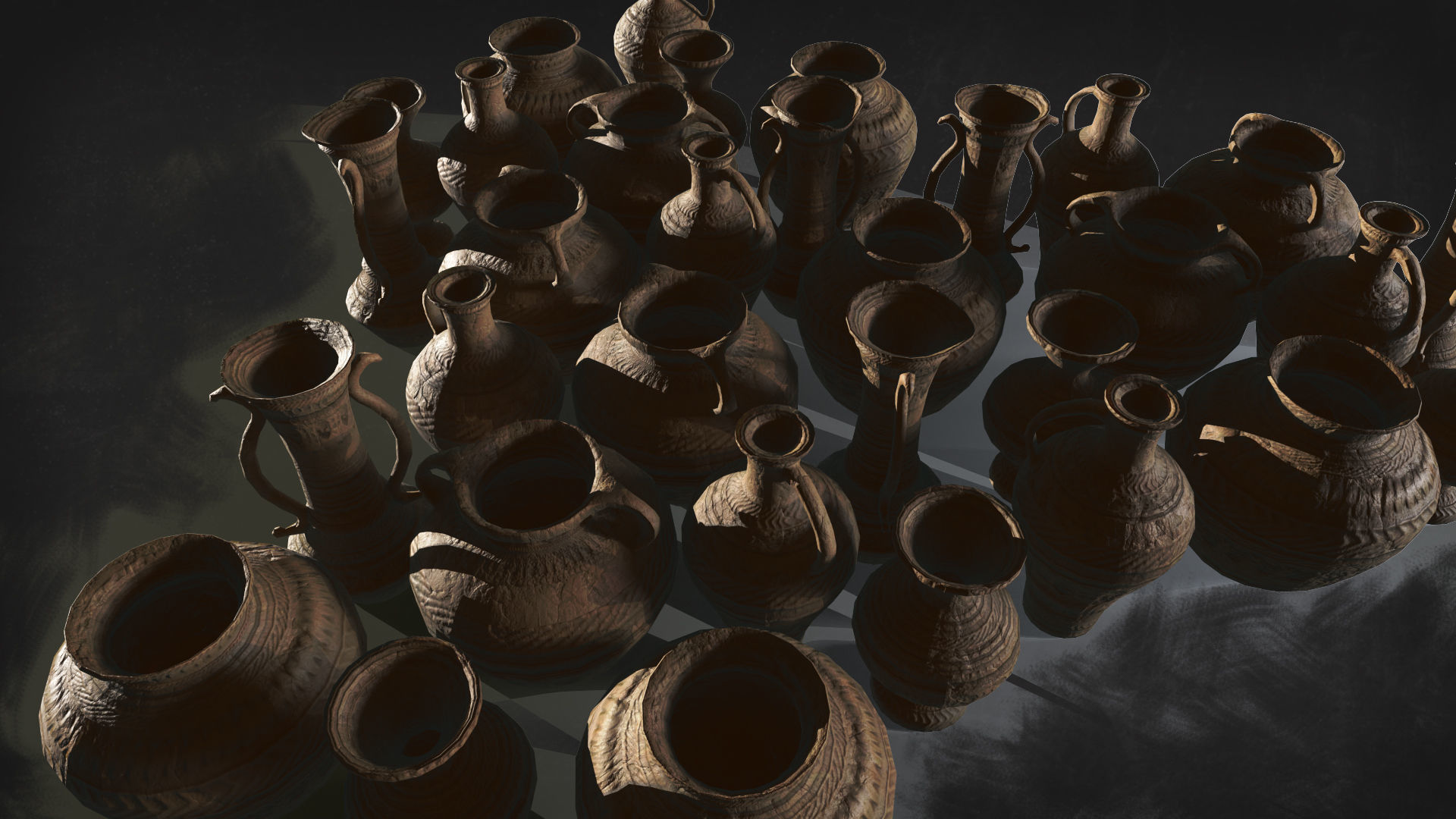 Vases props Low-poly 3D model_4