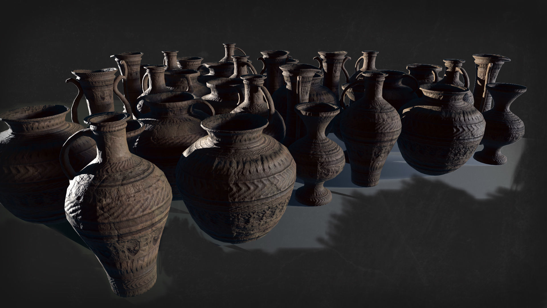 Vases props Low-poly 3D model_1