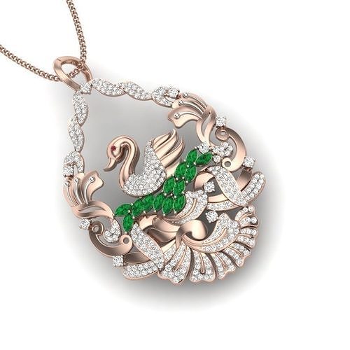 pendant emerald in rose gold 3D print model