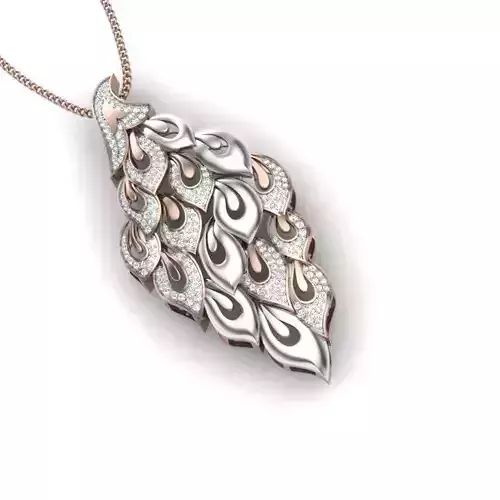 Pendant 3D print model rose gold and diamond