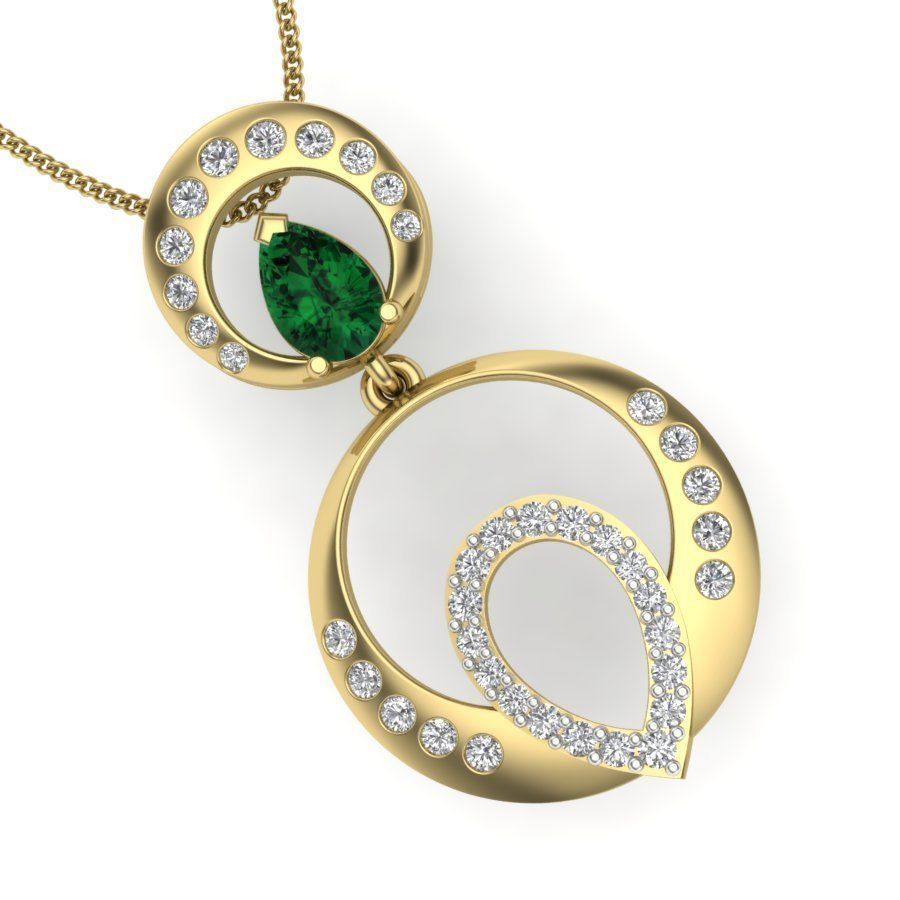 Women Pear Stone pendant 3D print model_1