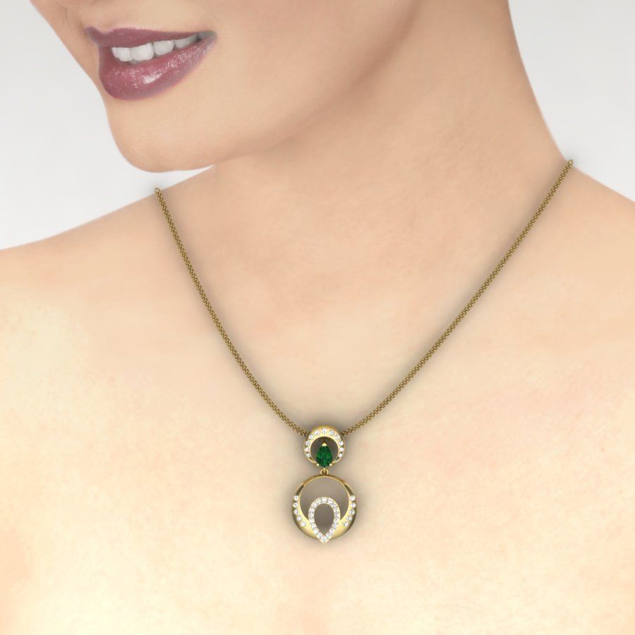 Women Pear Stone pendant 3D print model_4