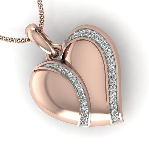Heart Women pendant 3dm render detail  3D print model
