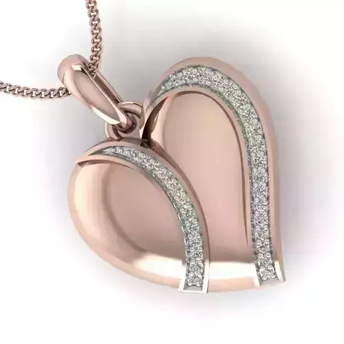 Heart Women pendant 3dm render detail 