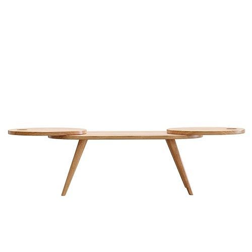 Chair wooden coffee table with two legs Low-poly 3D model