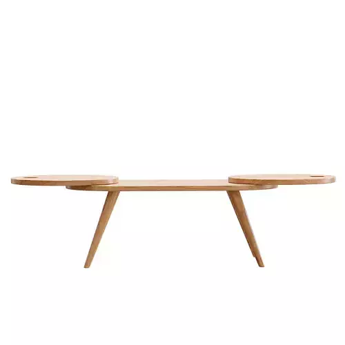 Chair wooden coffee table with two legs Low-poly 3D model