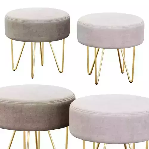Round Ottoman with Metal Legs