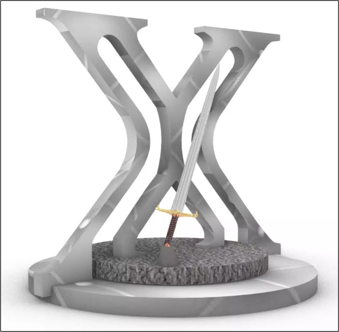 Sword in X 3D model_2