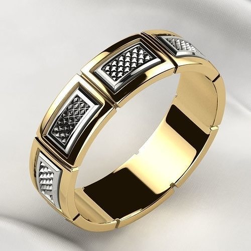 Spikes Pattern Fashion Gold Ring 3D print model