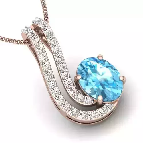 Women Oval Stone pendant 3dm stl render  3D print model