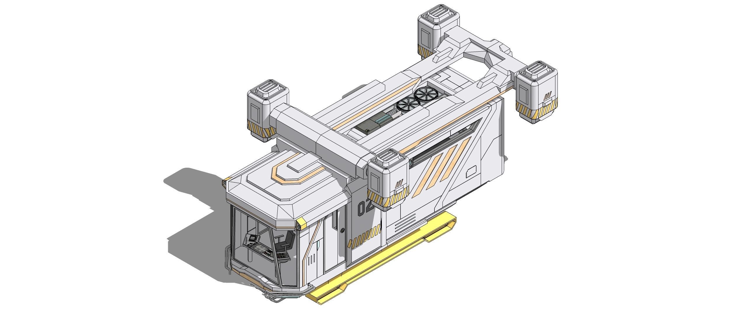 Sci-Fi Personal Aircraft Futuristic Flying Vehicle 002 3D model_18