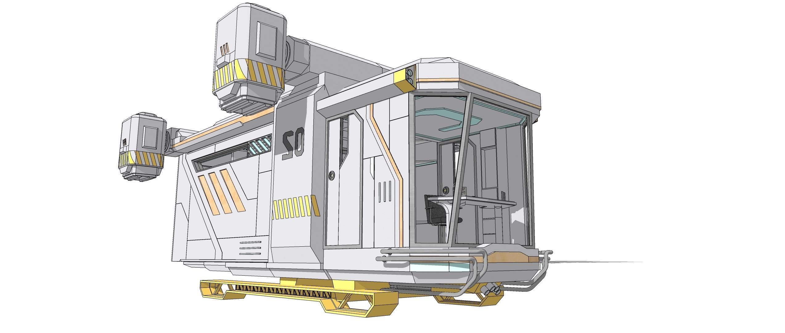Sci-Fi Personal Aircraft Futuristic Flying Vehicle 002 3D model_3