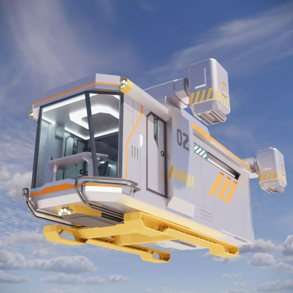 Sci-Fi Personal Aircraft Futuristic Flying Vehicle 002 3D model_0