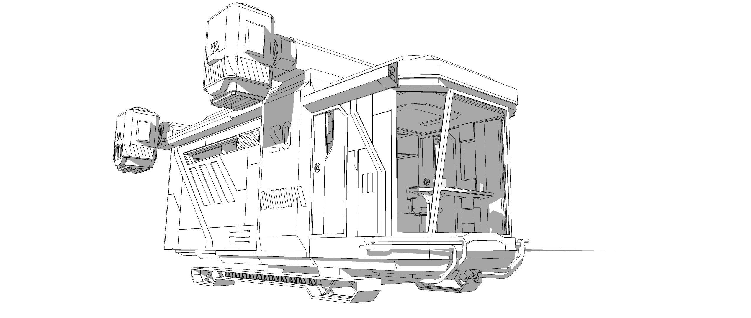 Sci-Fi Personal Aircraft Futuristic Flying Vehicle 002 3D model_4