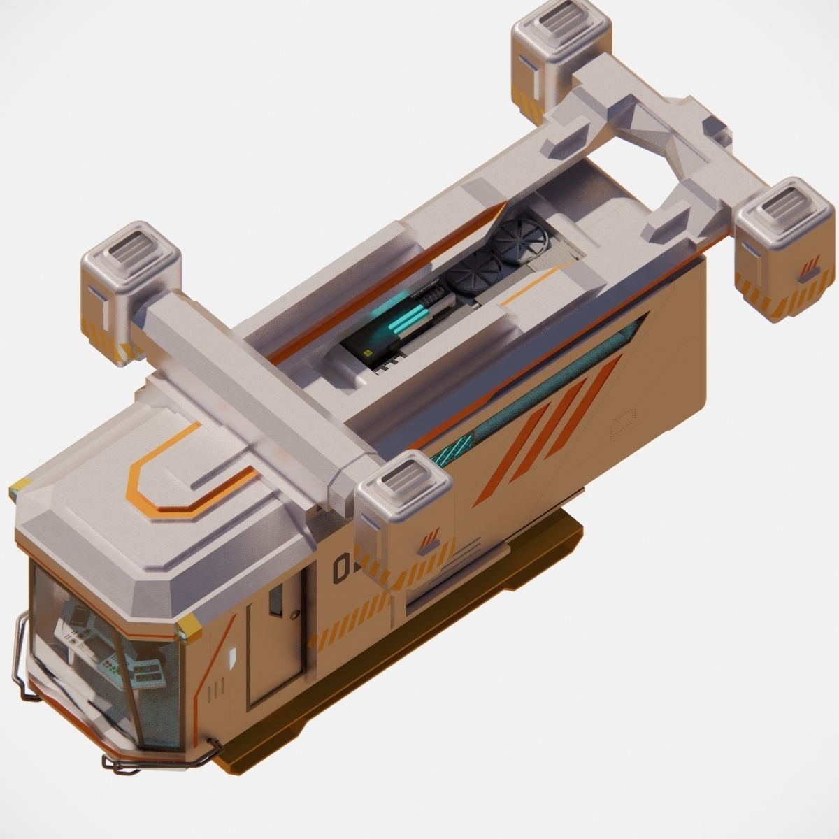 Sci-Fi Personal Aircraft Futuristic Flying Vehicle 002 3D model_12