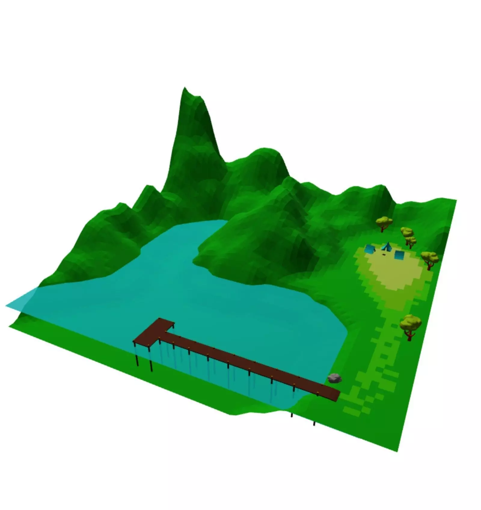 Hill camp Free low-poly 3D model