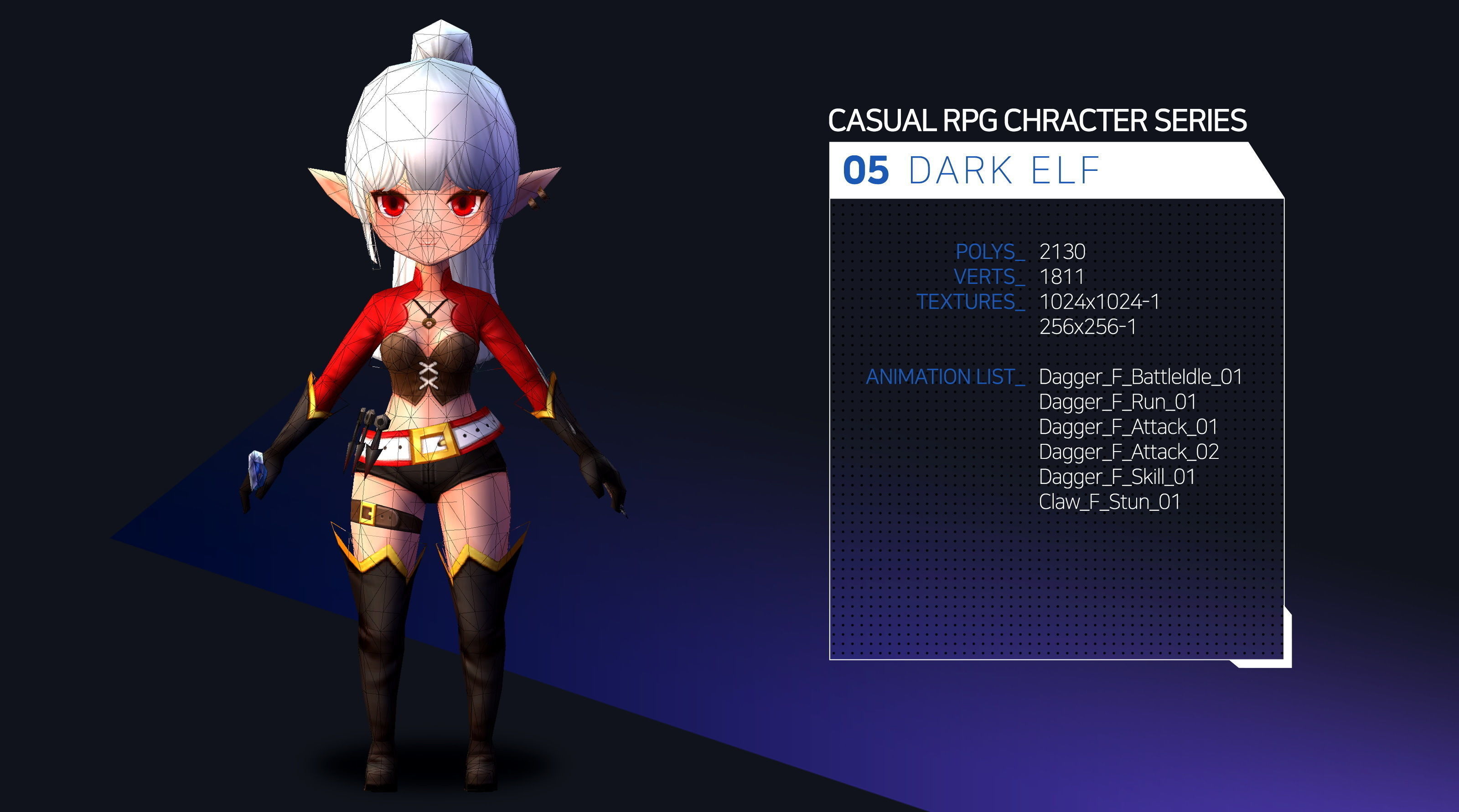 Casual RPG Monster - 5 Dark Elf Low-poly 3D model_2