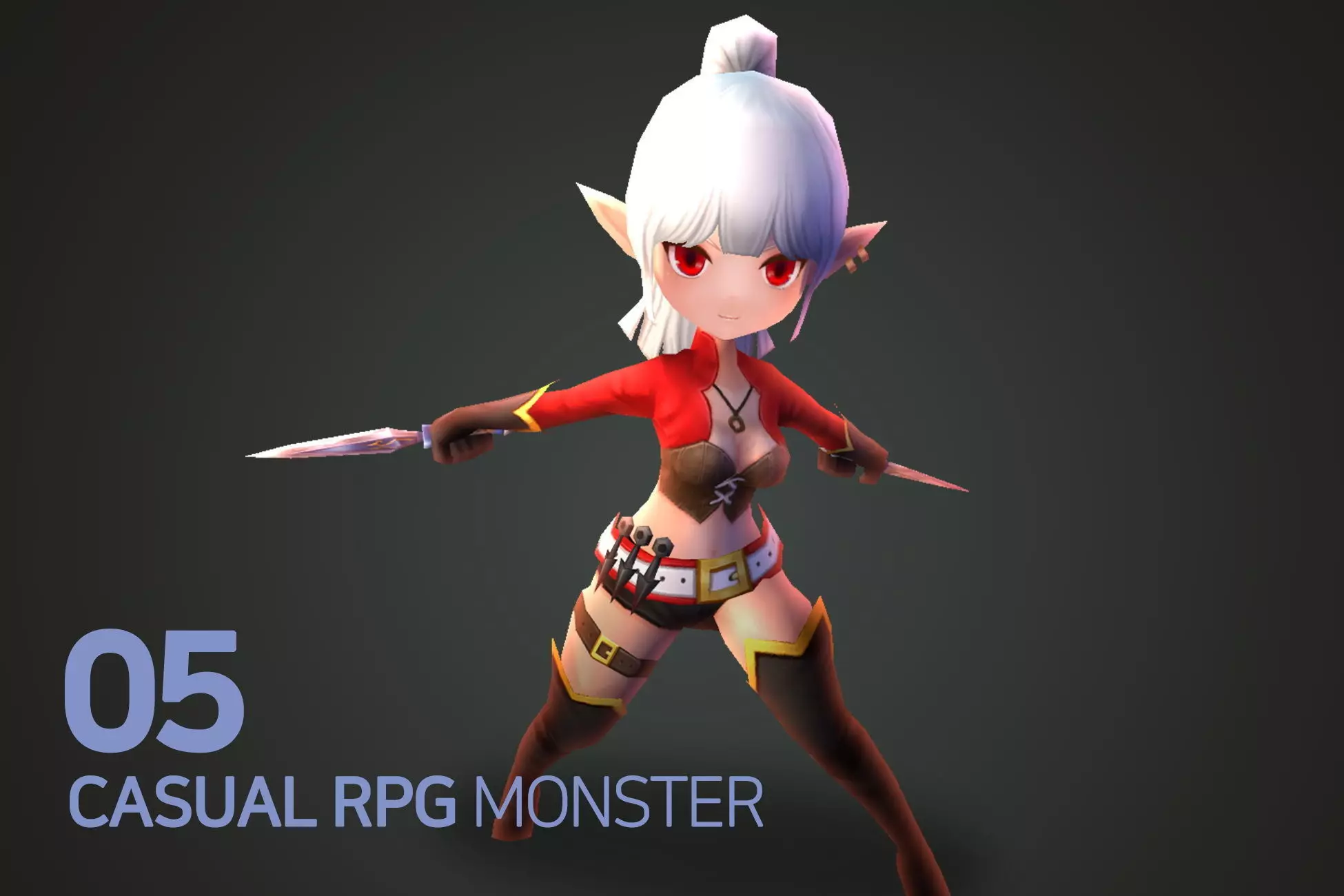 Casual RPG Monster - 5 Dark Elf Low-poly 3D model_0