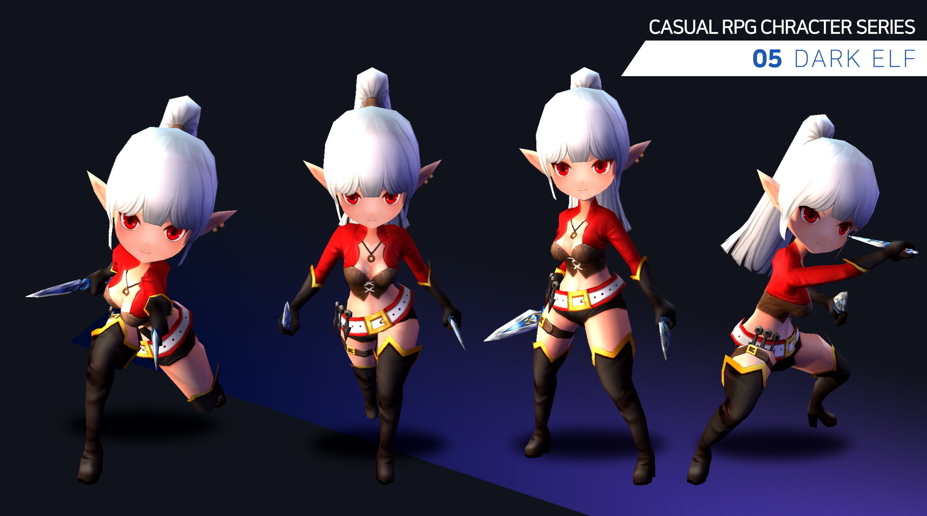 Casual RPG Monster - 5 Dark Elf Low-poly 3D model_3